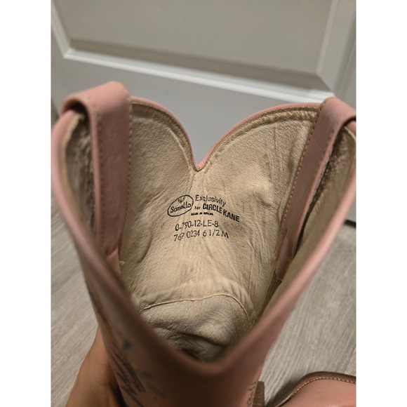 Samello Womens Boots Pink Leather Western Embroidered Size 6.5M - Picture 6 of 8
